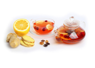 Tea Ginger Lemon 
isolated white background