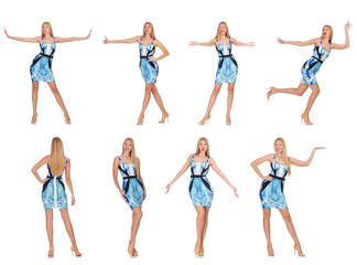 Composite photo of woman in various poses
