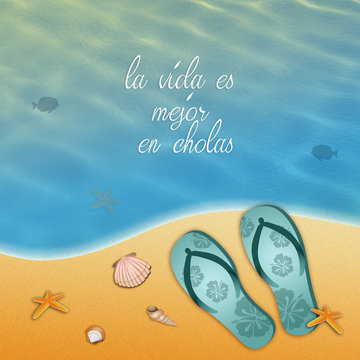 Flip flops on the beach