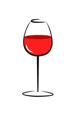 sketch of isolated empty wine glass