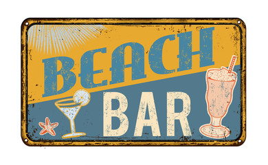 Beach bar rusty metal sign