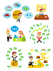 Obraz premium Pixel Art Man and Money