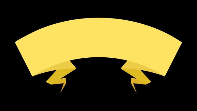 Empty paper ribbon ,blank banner .Isolated element for your text or message.4K FullHD video 2D animation 