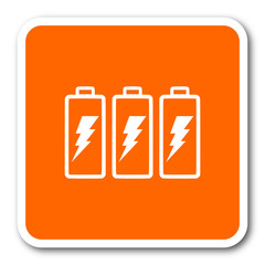 battery orange flat design modern web icon
