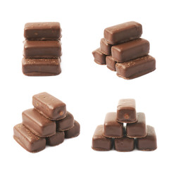 Chocolate coated candy bar isolated
