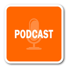 podcast orange flat design modern web icon