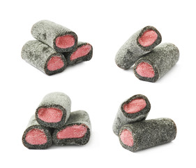 Black and pink candy isolated
