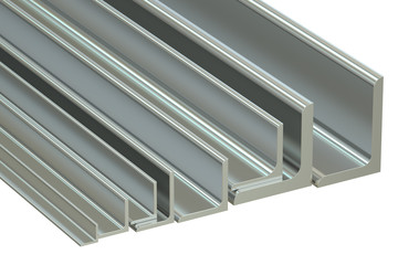 rolled metal L-bar, angles. 3D rendering