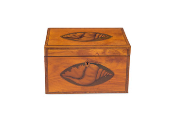Front View of a Closed Antique Wooden Tea Twin Caddy