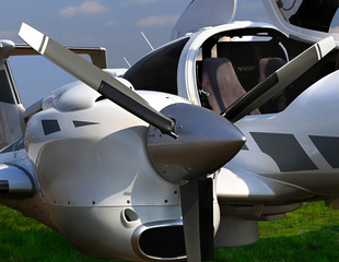 Motor of the airplane with propeller