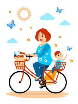 Hitching a ride to the Store with Mom Clipart