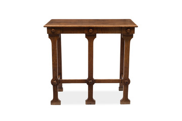 Rear View of a Five-Legged Antique Wooden Side Table