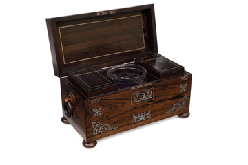 An Opened Antique Wooden Jewelry Box