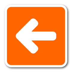 left arrow orange flat design modern web icon