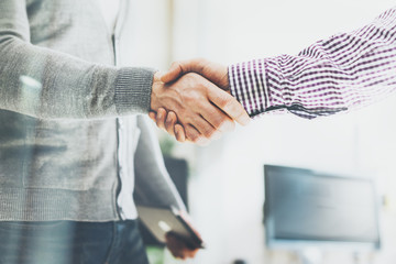 Business partnership meeting. Photo businessmans handshake. Successful businessmen handshaking...