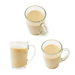 Glass mug filled with coffee milk