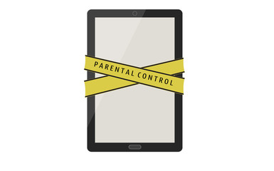 Tablet Screen under Parental Control. Wirewall Shield. Vector Illustration