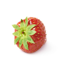 Single ripe red strawberry isolated