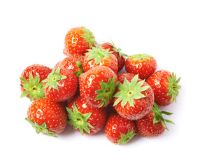 Pile of multiple strawberries isolated