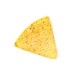 Single corn tortilla chip isolated