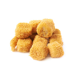 Pile of breaded crab balls isolated