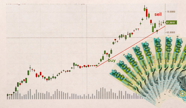 stock graph and paper money for background.