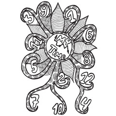 Mono color black abstract clock