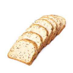 Sliced white bread loaf isolated