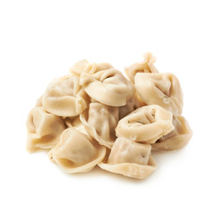Pile of cooked dumplings isolated