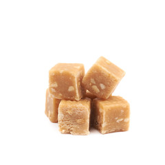 Toffee candy with nuts isolated