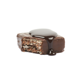 Chocolate waffle candy bar isolated