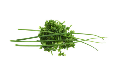 Pile of chopped scallions isolated