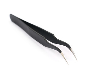 Black tweezers tool isolated