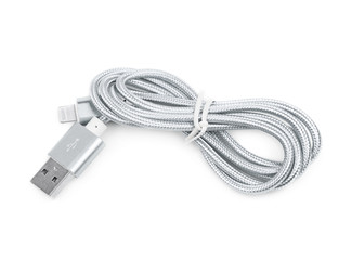 Folded USB lightning cable isolated