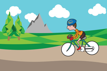 Sport people cycling in village 2