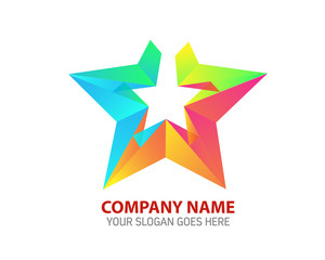 Abstract Digital Star Logo Template