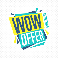 Sale badge, vector in flat design style. Colorful abstract promo badge or label. Wow offer.