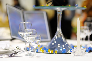 Serving beautiful dishes on the table.