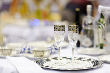 Serving beautiful dishes on the table.