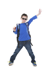 boy wearing back pack