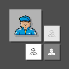 big set contour characters people. Vector cartoon illustration