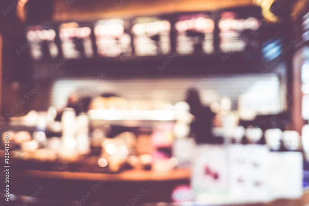 Aufkleber blurred background : vintage filter customer at counter in coffe