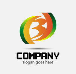 Number 3 logo. Vector logotype design
