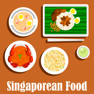 National dishes of singaporean cuisine flat icon