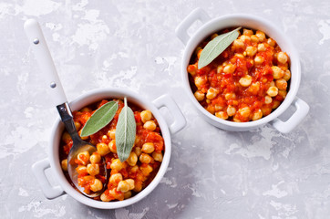 Chickpeas cooked with  sauce