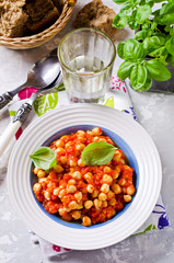 Chickpeas cooked with  sauce