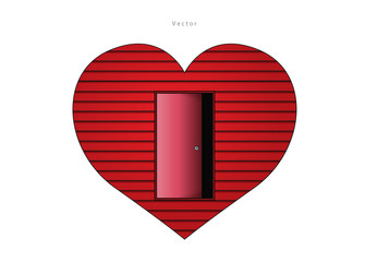 Vector heart with open door
