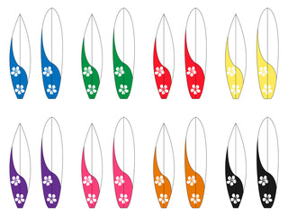 Surfboards with Hawaiian Flowers