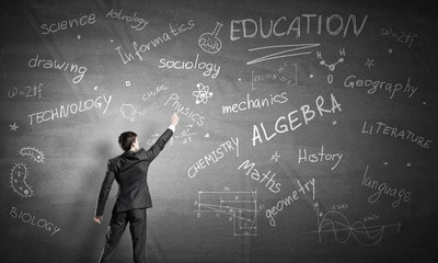 Man draw on chalkboard