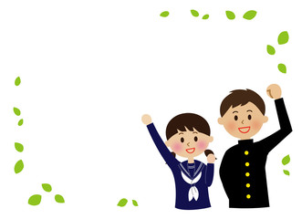 ガッツポーズをする笑顔の生徒